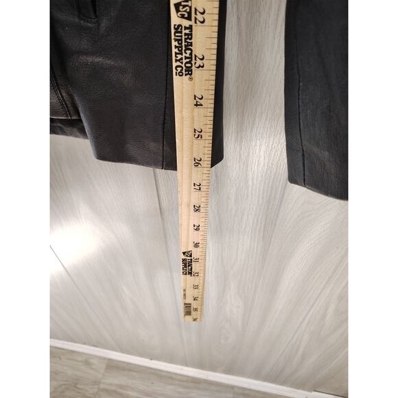 Women's KC Collections Black Leather Coat Jacket Size L Mob Wife Night Out Warm - Picture 6 of 7